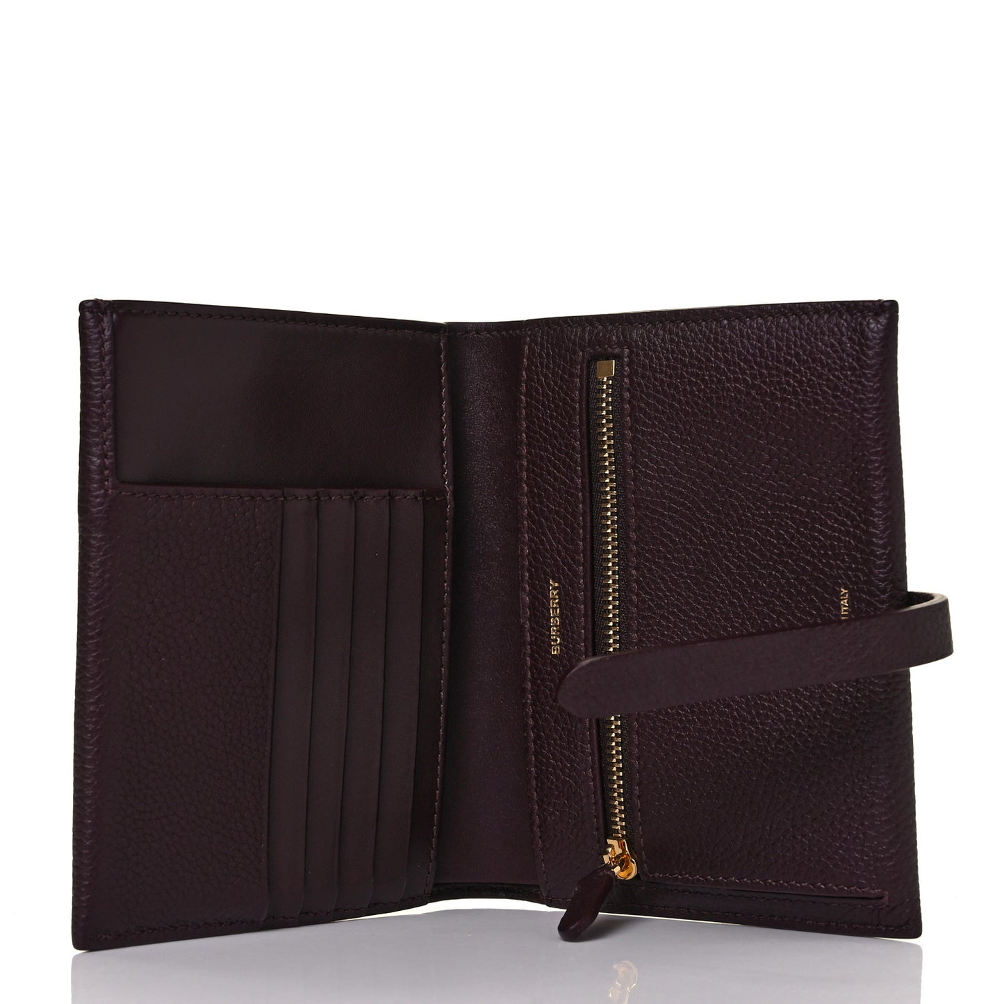 Grainy Calfskin Monogram Motif Folding Wallet Brown