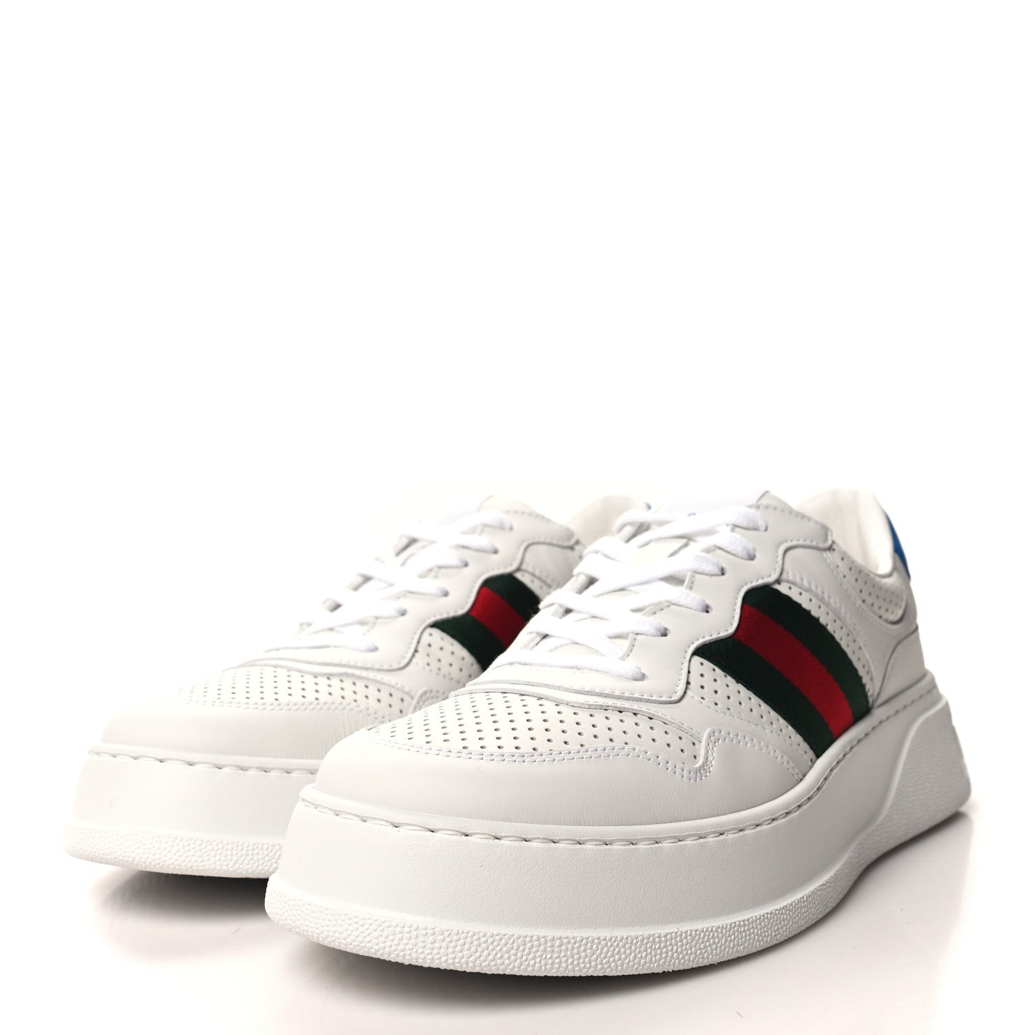Gucci Calfskin Web Mens Ace Sneakers 8.5 White Blue 3 of 8