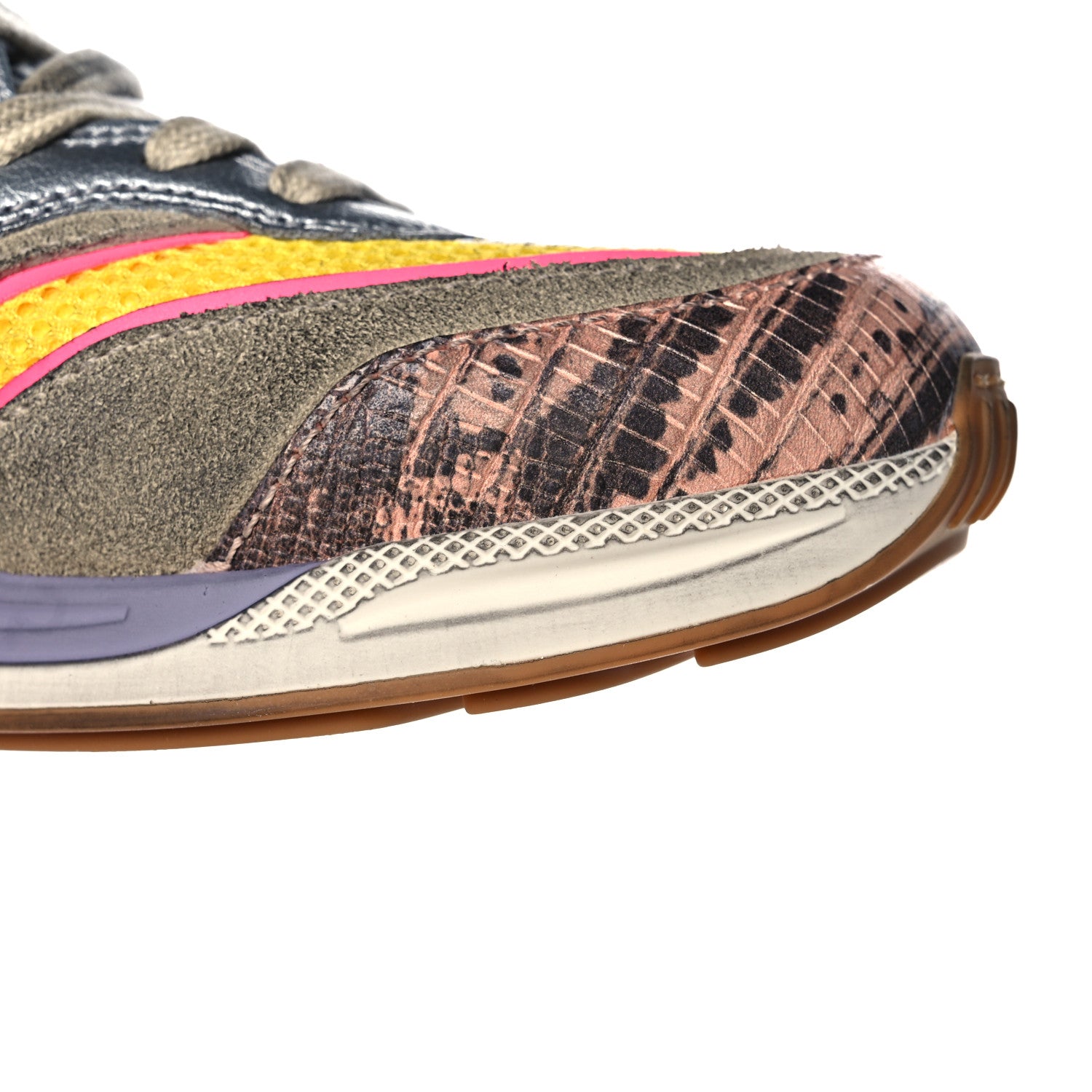 Gucci Suede Calfskin Tejus Printed Womens Ultrapace Sneakers 37 Pink Silver Oatmeal Yolk 13 of 15