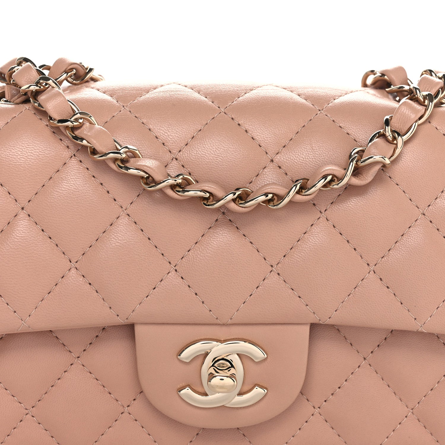 Chanel Lambskin Quilted Mini Rectangular Flap Beige 7 of 10