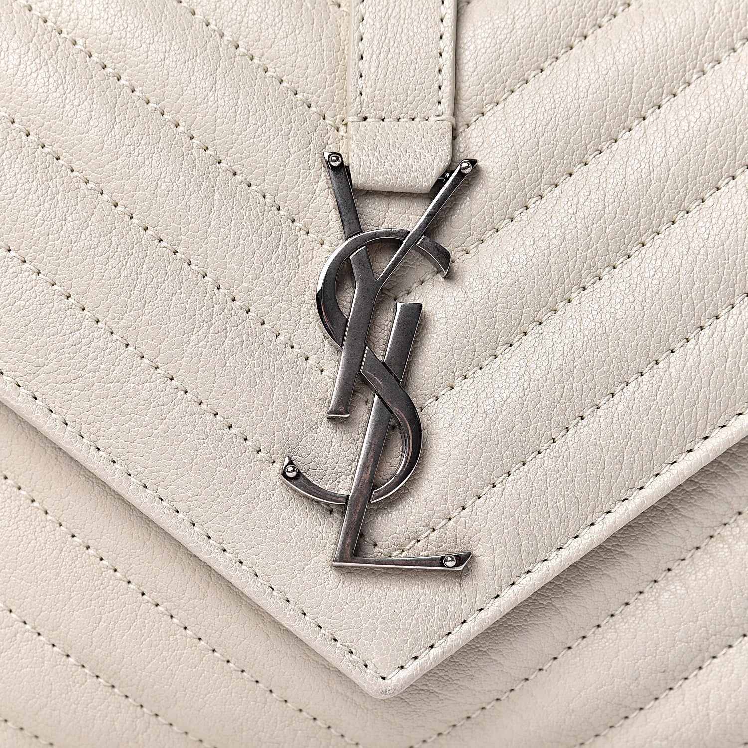 Saint Laurent Sheepskin Matelasse Chevron Monogram Medium College Bag Dove White 11 of 11