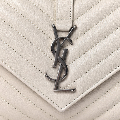 Saint Laurent Sheepskin Matelasse Chevron Monogram Medium College Bag Dove White 11 of 11