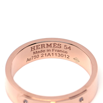 Hermes 18K Rose Gold Diamond PM Kelly Ring 54 6.75 8 of 8