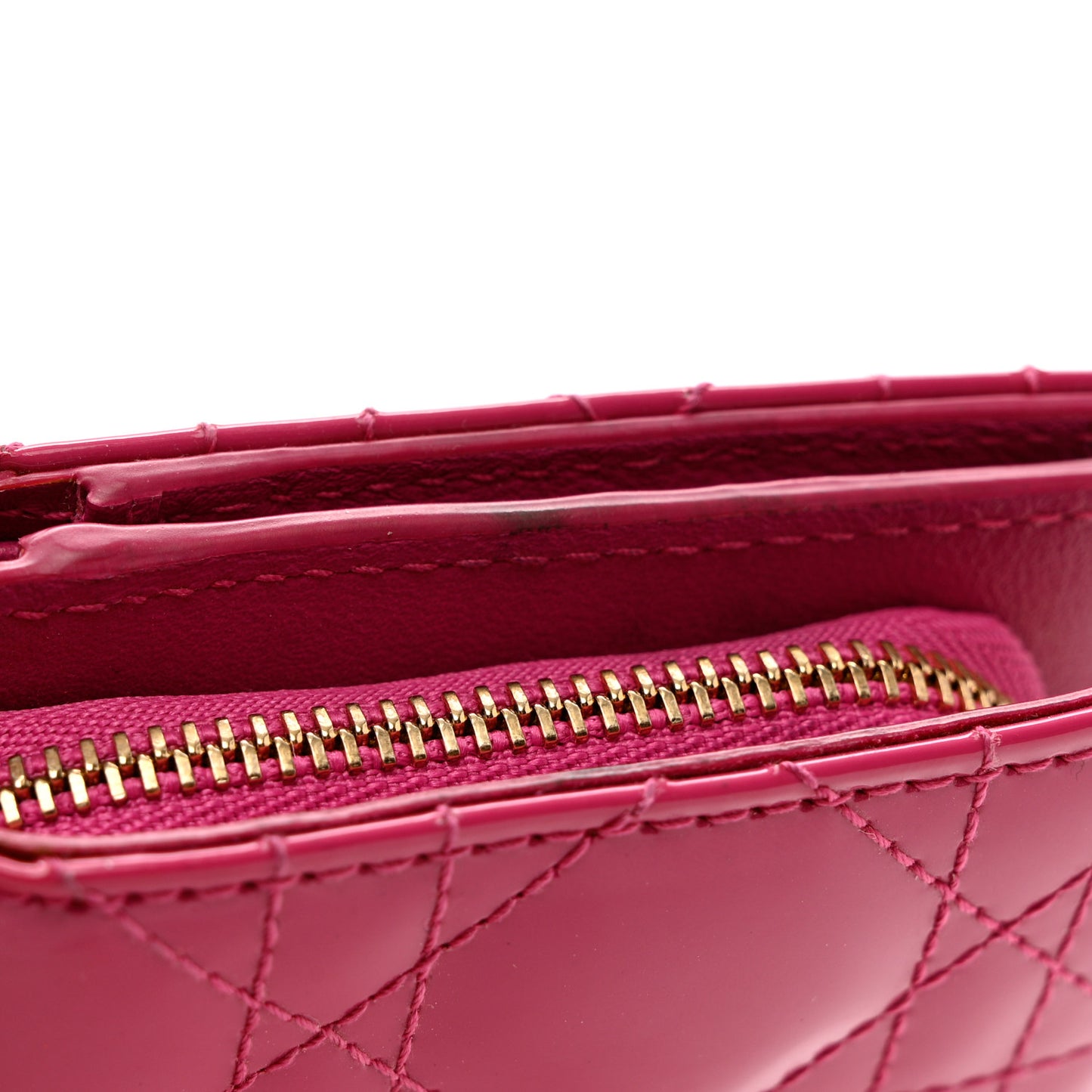 Patent Cannage Lady Dior Eden Wallet Pink