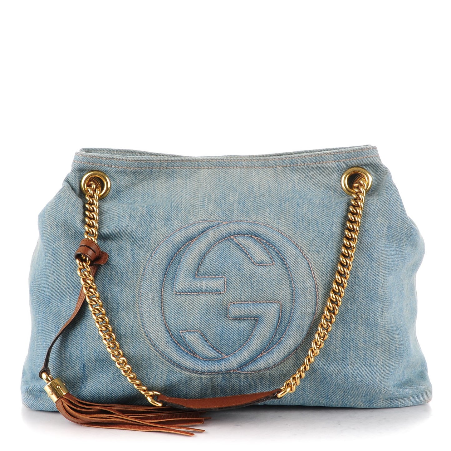 Denim Medium Soho Chain Shoulder Bag Blue