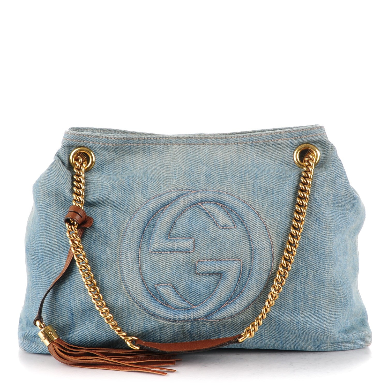 Gucci Denim Medium Soho Chain Shoulder Bag Blue 1 of 8