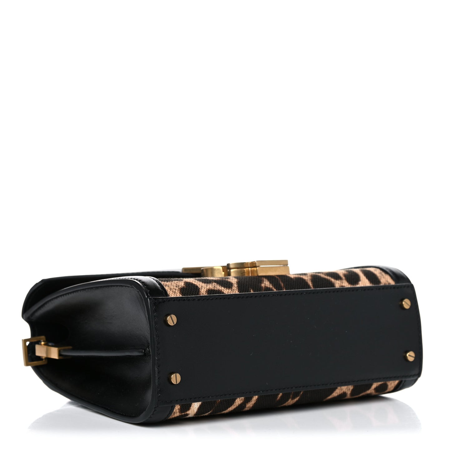 Canvas Leopard Print Mini Classic Monogram Cassandra Top Handle Black
