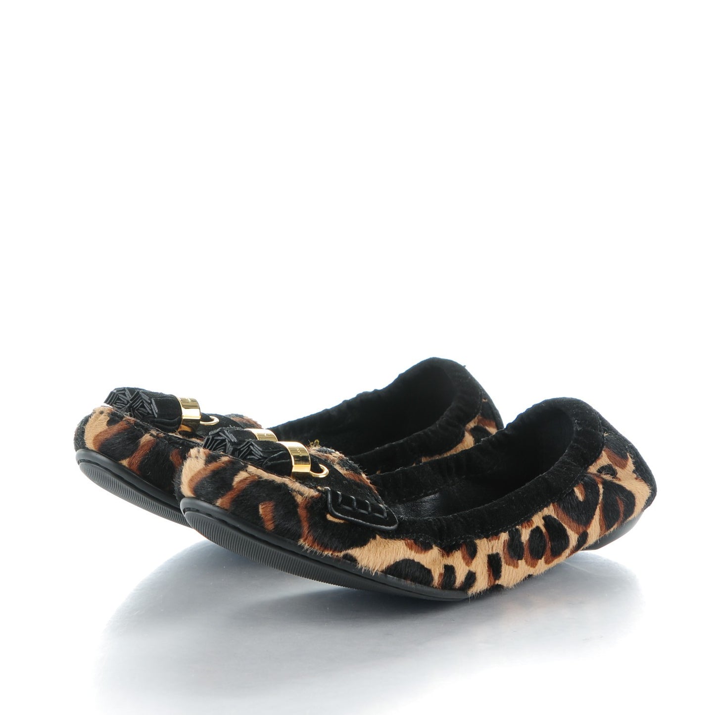 Leopard Pony Hair Dada Ballerina Flats 38 Black