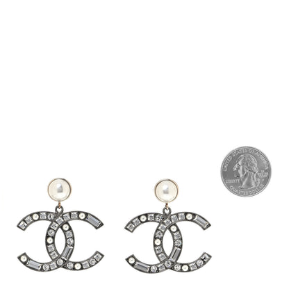 Chanel Crystal Baguette Pearl Bright Young Things CC Drop Earrings Silver 2 of 4