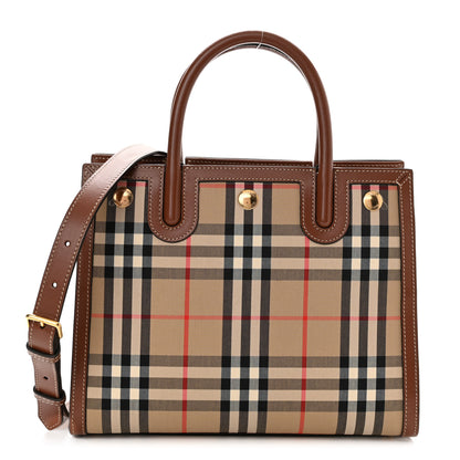 Burberry Calfskin Vintage Check Mini Two Handle Title Bag Archive Beige 1 of 11