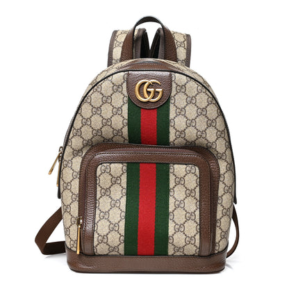 Gucci GG Supreme Monogram Calfskin Web Small Ophidia Day Backpack Beige Ebony New Acero 1 of 12