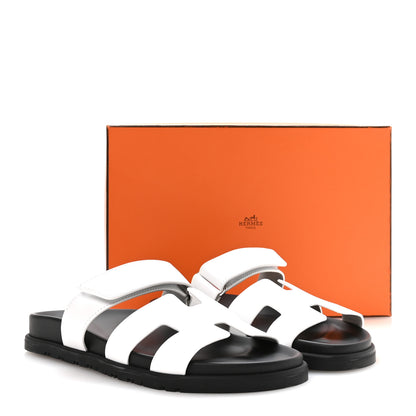 Hermes Calfskin Womens Chypre Sandals 39 White 9 of 9