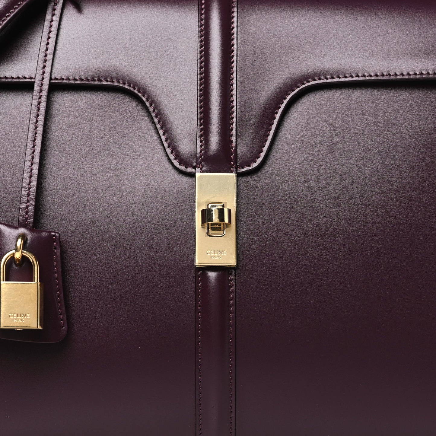 Satinated Calfskin Medium 16 Top Handle Bag Light Burgundy