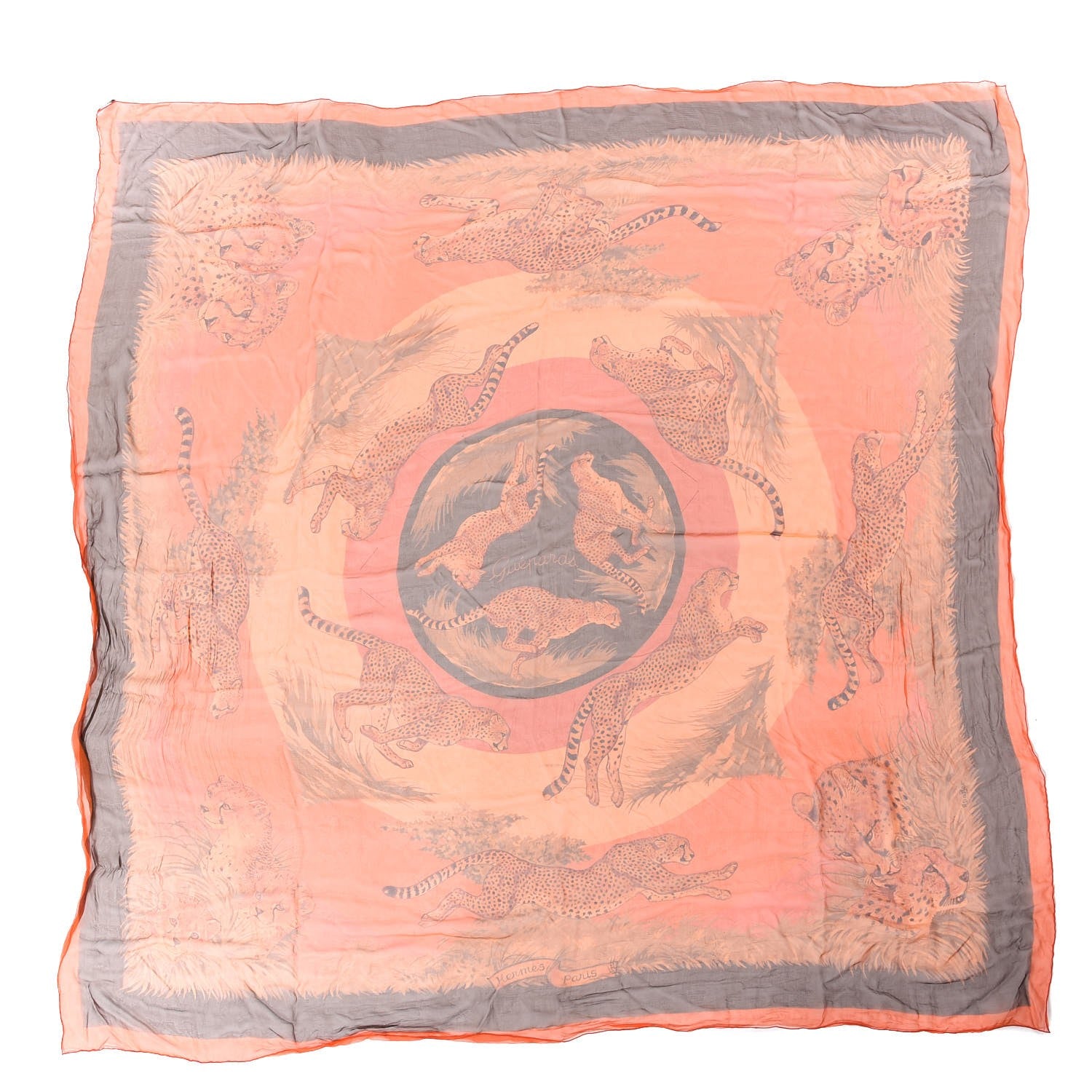 Hermes Mousseline Silk Guepards Shawl 140 1 of 5