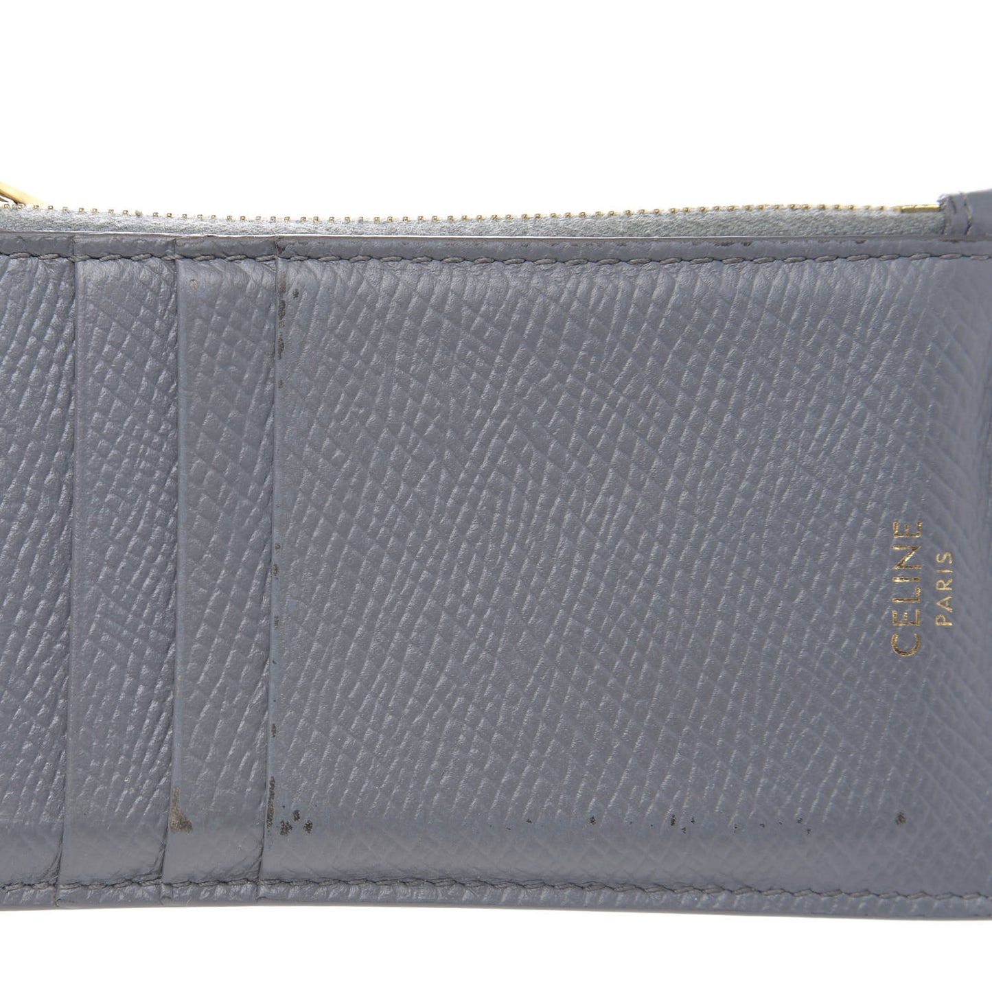 Grained Calfskin Zipped Card Holder Medium Grey
