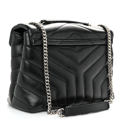 Saint Laurent Calfskin Y Quilted Monogram Small Loulou Chain Satchel Black 3 of 11