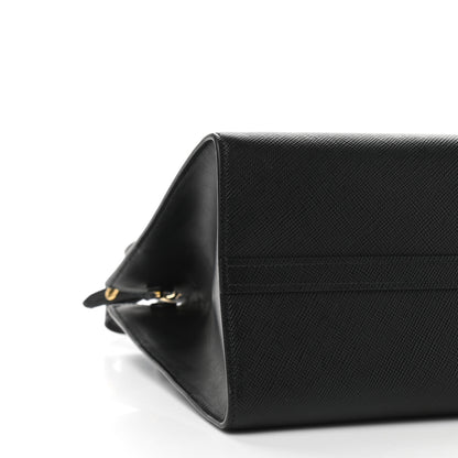 Prada Saffiano Cuir Calfskin Medium Monochrome Top Handle Tote Black 9 of 12