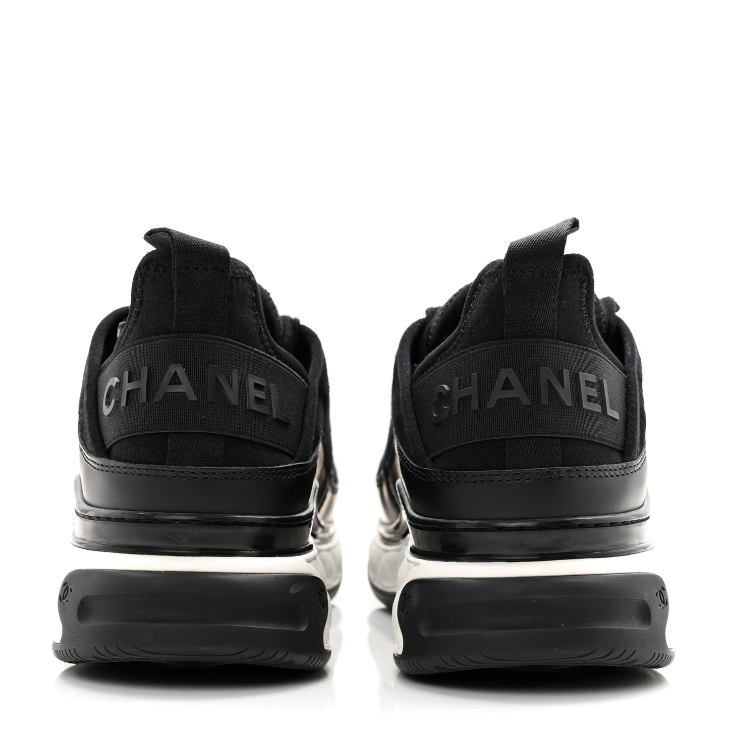 Velvet Calfskin Mixed Fibers CC Sneakers 37 Black