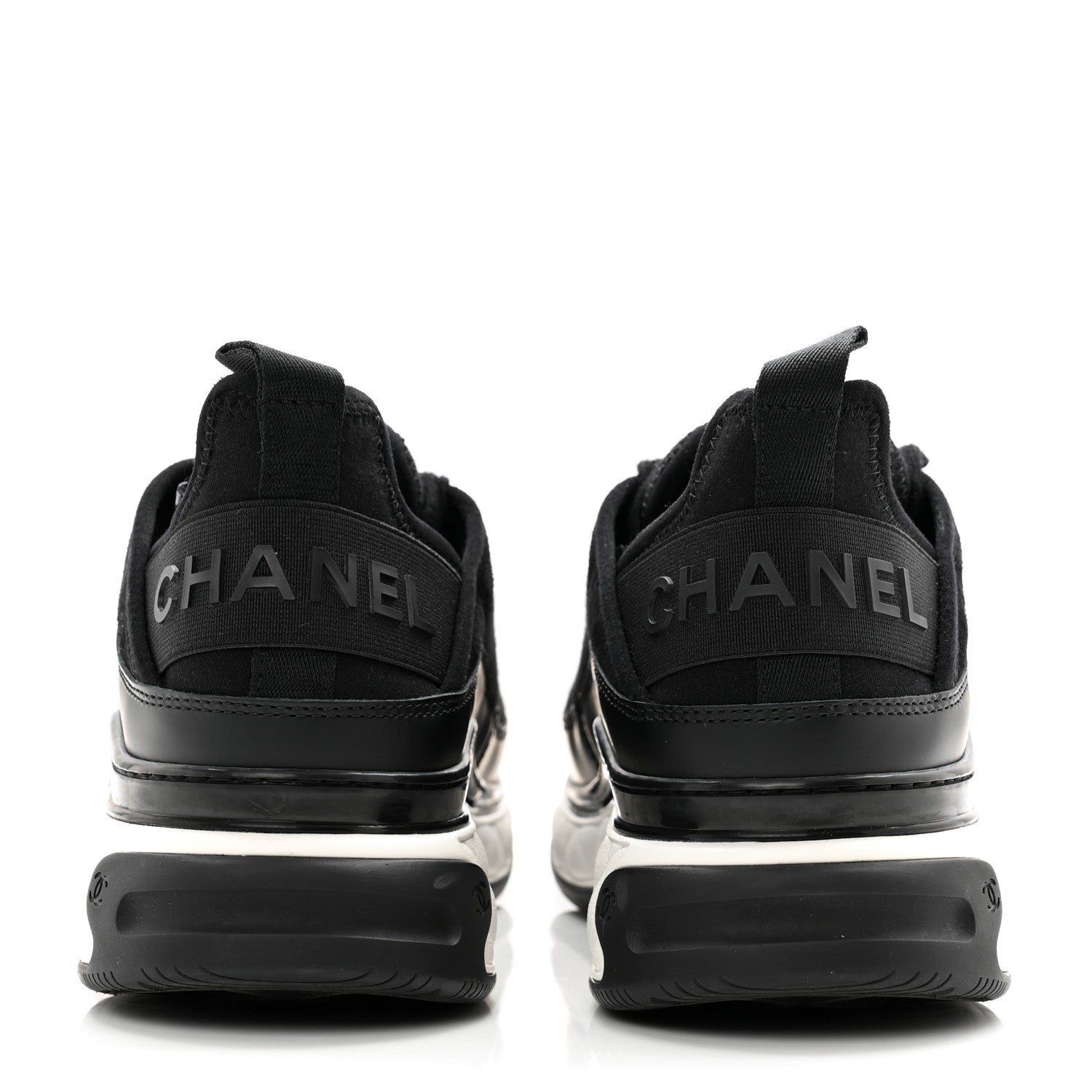 Chanel Velvet Calfskin Mixed Fibers CC Sneakers 37 Black 4 of 9