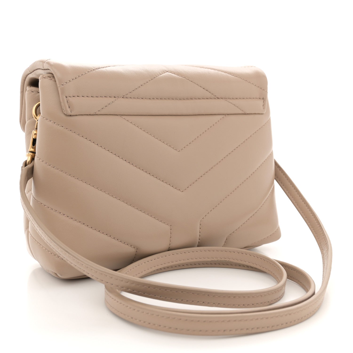 Saint Laurent Calfskin Y Quilted Monogram Toy Loulou Crossbody Bag Dark Beige 3 of 12