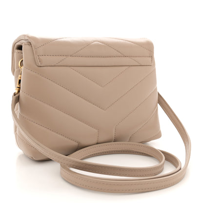 Saint Laurent Calfskin Y Quilted Monogram Toy Loulou Crossbody Bag Dark Beige 3 of 12