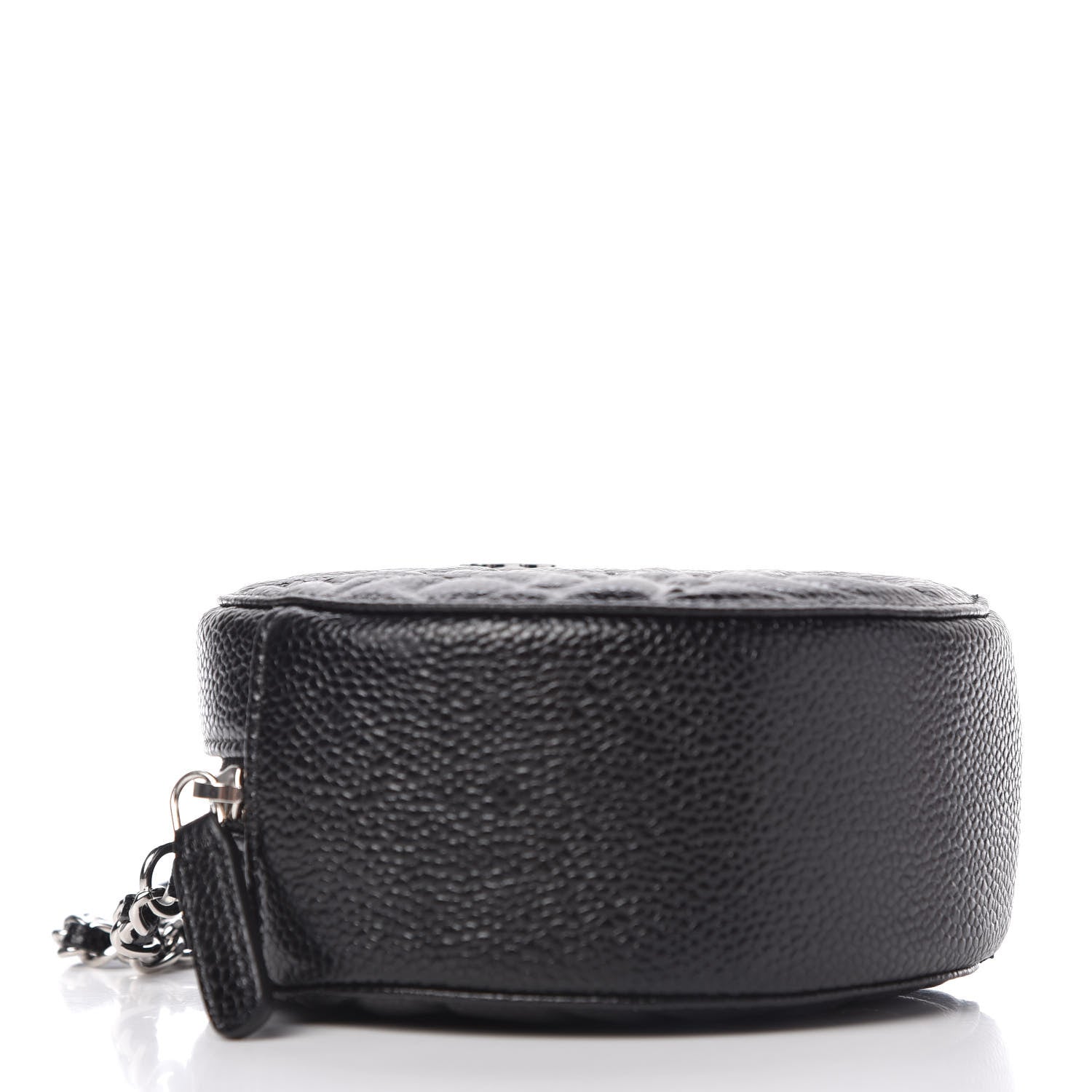 Chanel Caviar Camellia Embossed Round Clutch With Chain Black 4 of 10