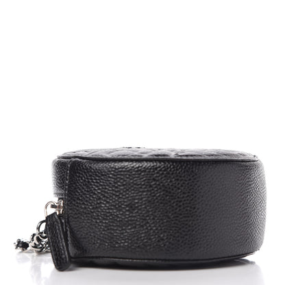 Chanel Caviar Camellia Embossed Round Clutch With Chain Black 4 of 10