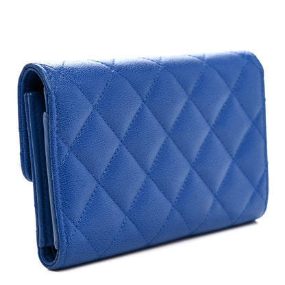 Chanel Caviar Quilted Studded CC Medium Flap Wallet Blue 3 of 9