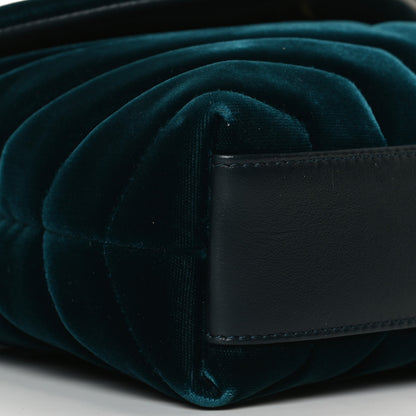 Saint Laurent Velvet Y Quilted Monogram Toy Loulou Crossbody Bag Dark Ottanio 18 of 31