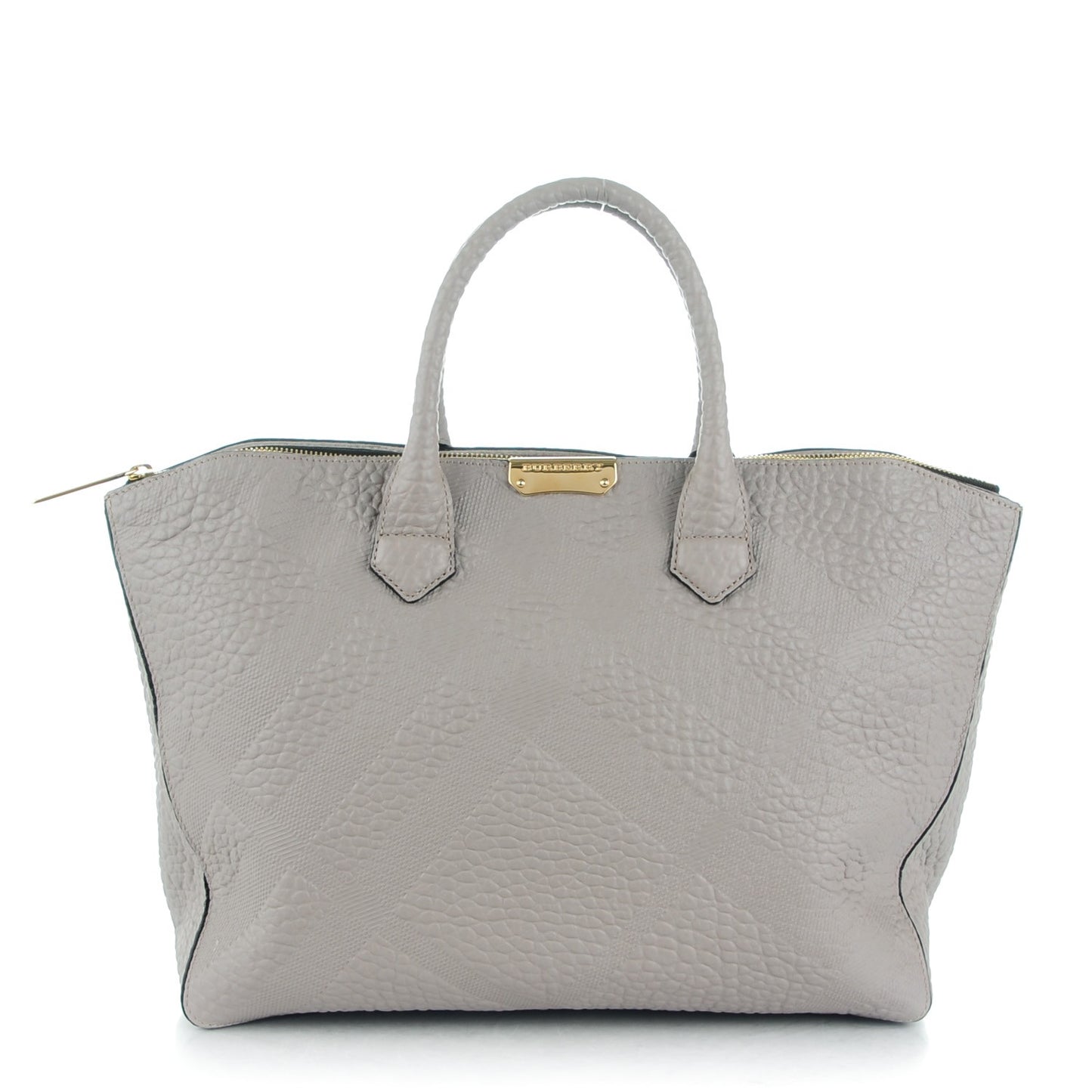 Heritage Grain Check Embossed Medium Dewsbury Tote Pale Grey