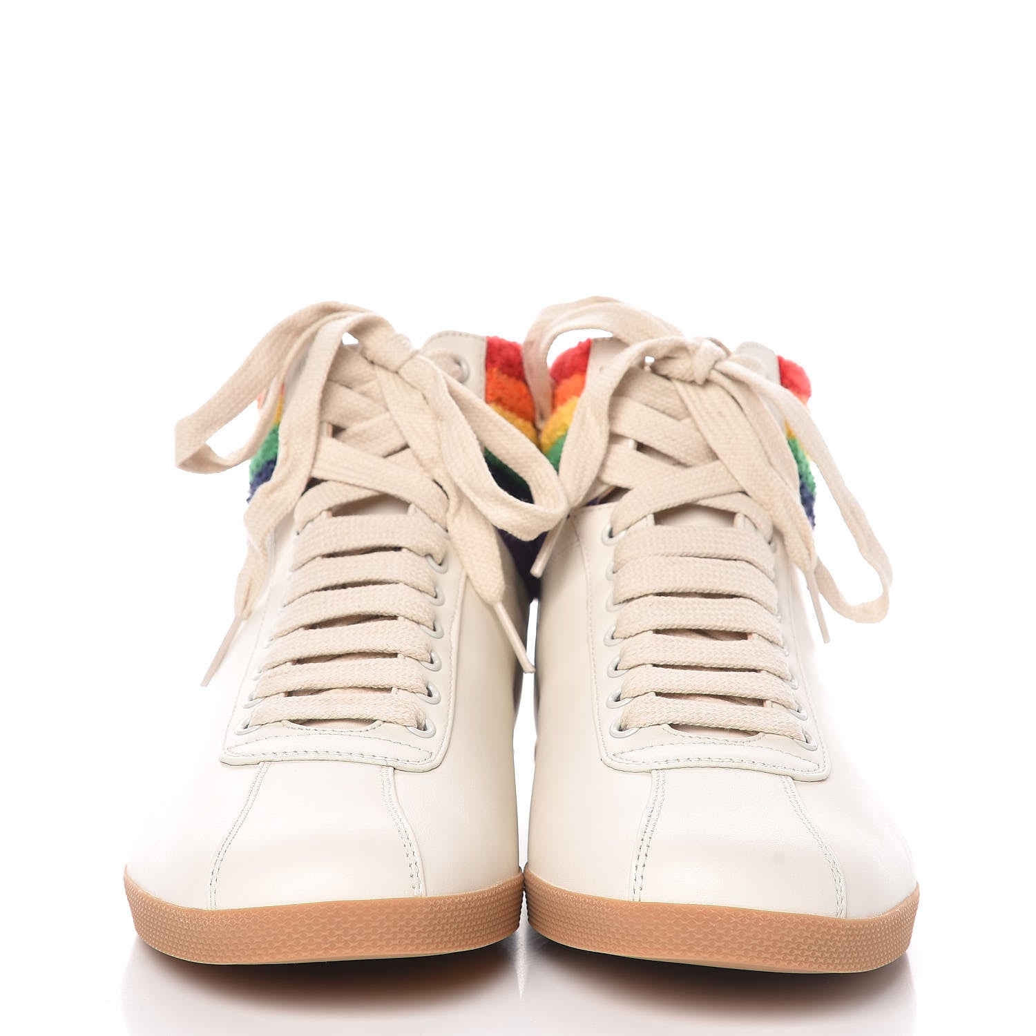 Gucci Calfskin Mens Bambi Rainbow High Top Sneakers 8 Mystic White 2 of 9