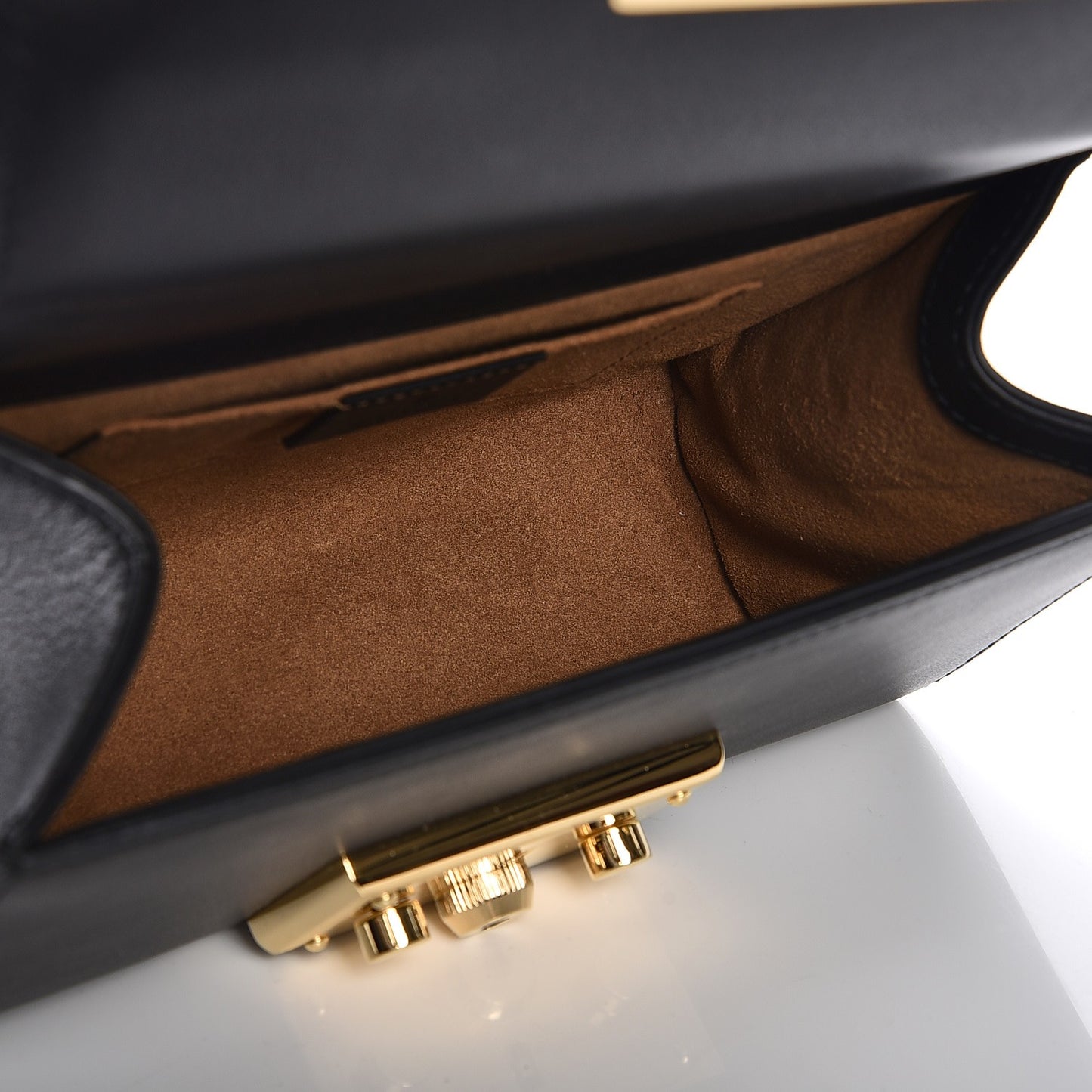 Calfskin Small Padlock Shoulder Bag Black