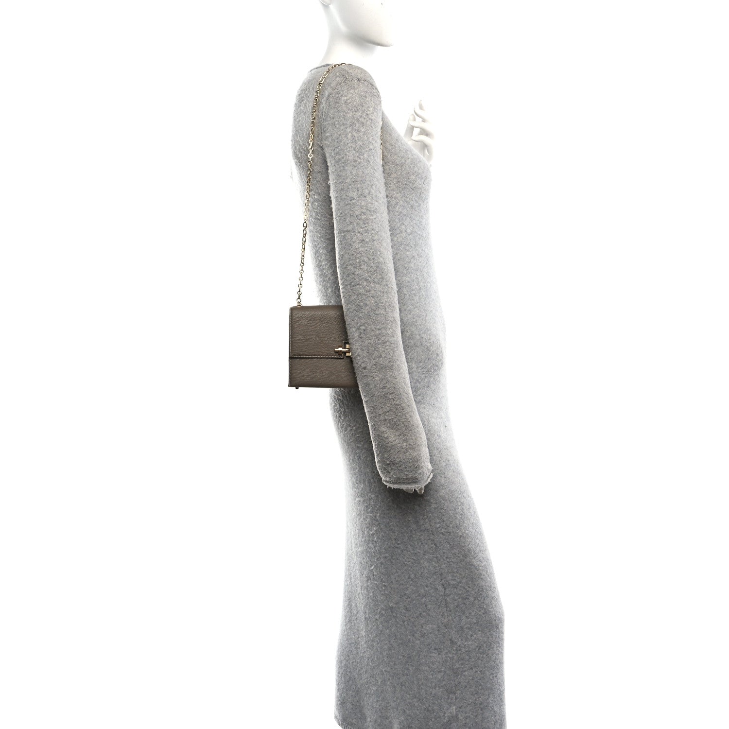 Hermes Chevre Chamkila Mini Verrou Chaine Bag Etoupe 2 of 12