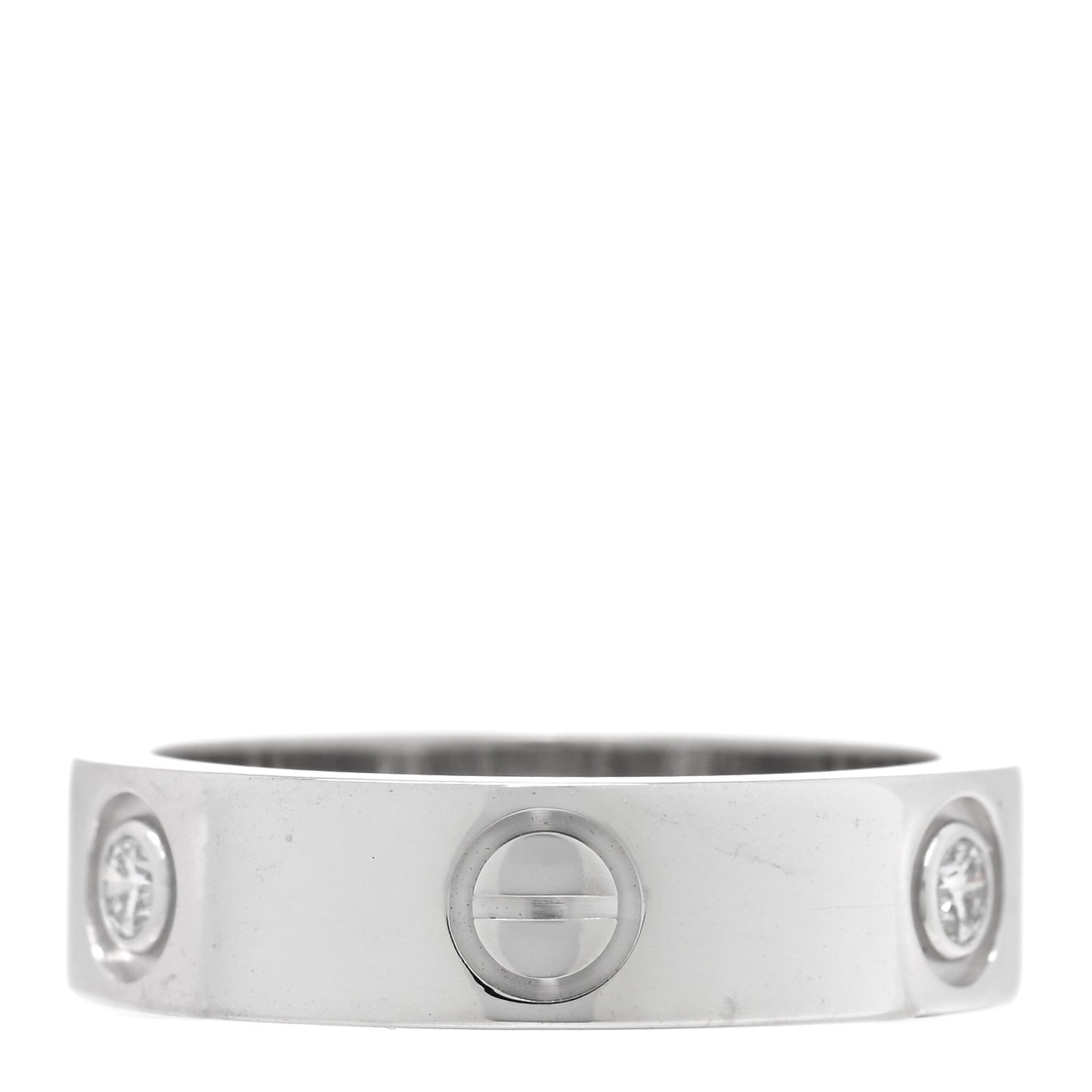 18K White Gold 3 Diamond 5.5mm LOVE Ring 56 7.5