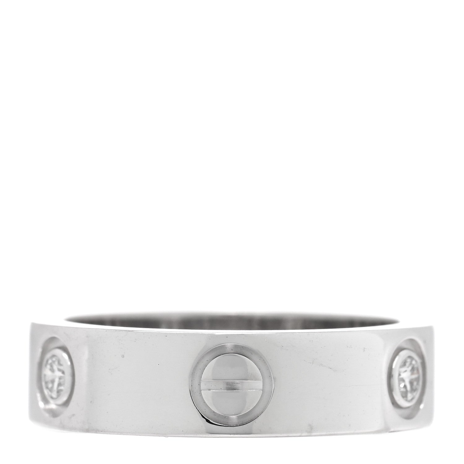 Cartier 18K White Gold 3 Diamond 5.5mm LOVE Ring 56 7.5 3 of 4