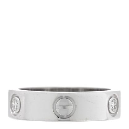 Cartier 18K White Gold 3 Diamond 5.5mm LOVE Ring 56 7.5 3 of 4