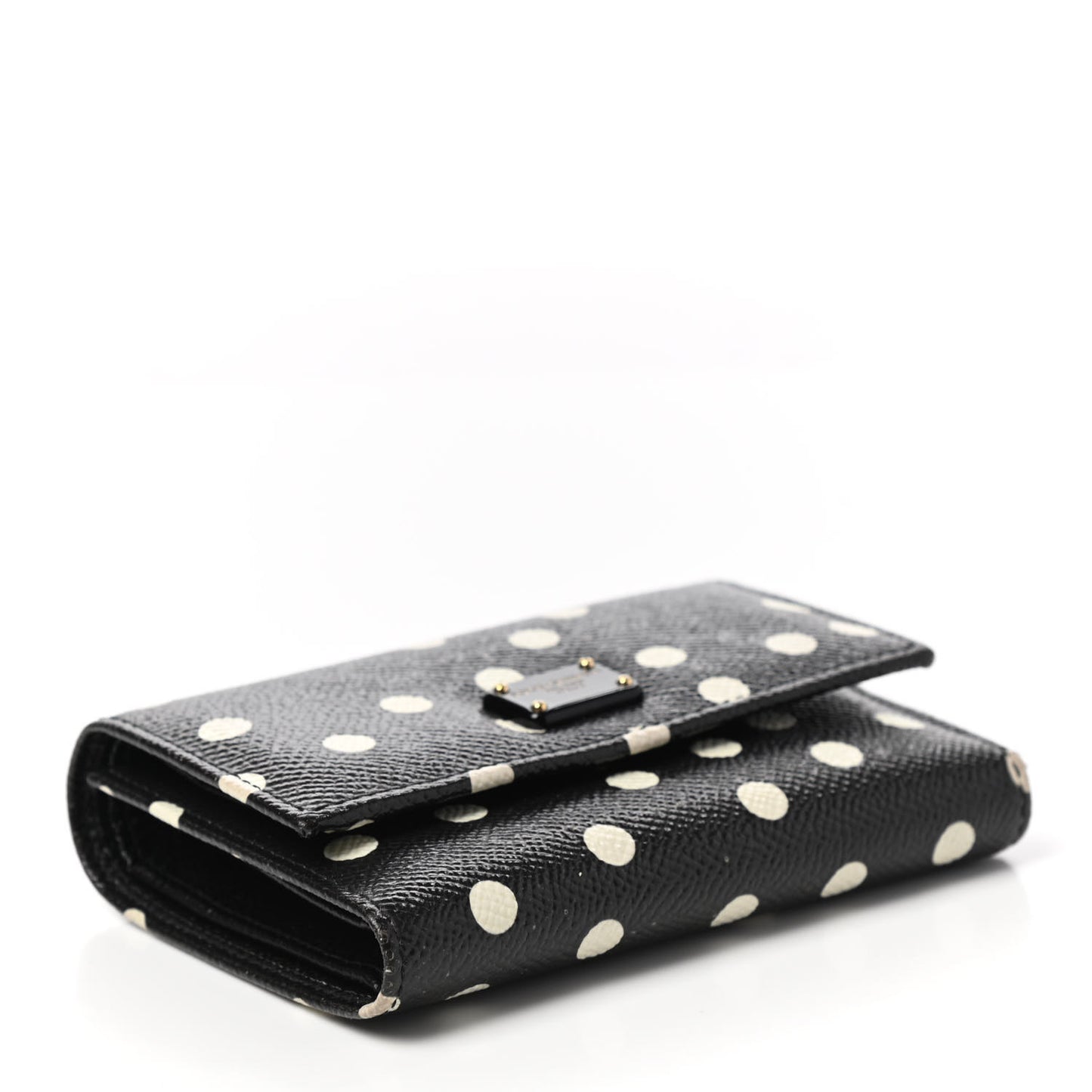 Dauphine Polka Dot French Flap Wallet Black White