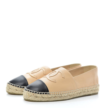 Chanel Lambskin CC Espadrilles 39 Beige Black 3 of 7