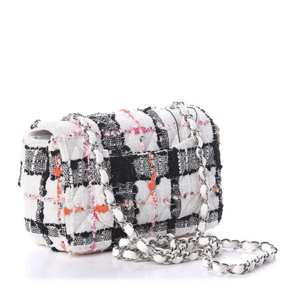 Chanel Tweed Quilted Mini Rectangular Flap Black White Pink 3 of 9