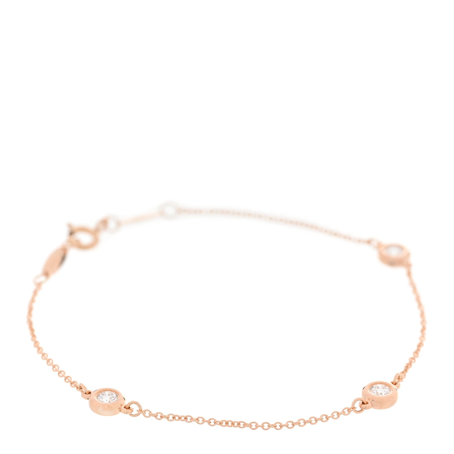 Tiffany 18K Rose Gold Diamond .30ctw Elsa Peretti Diamonds by the Yard Station Bracelet 1 of 3