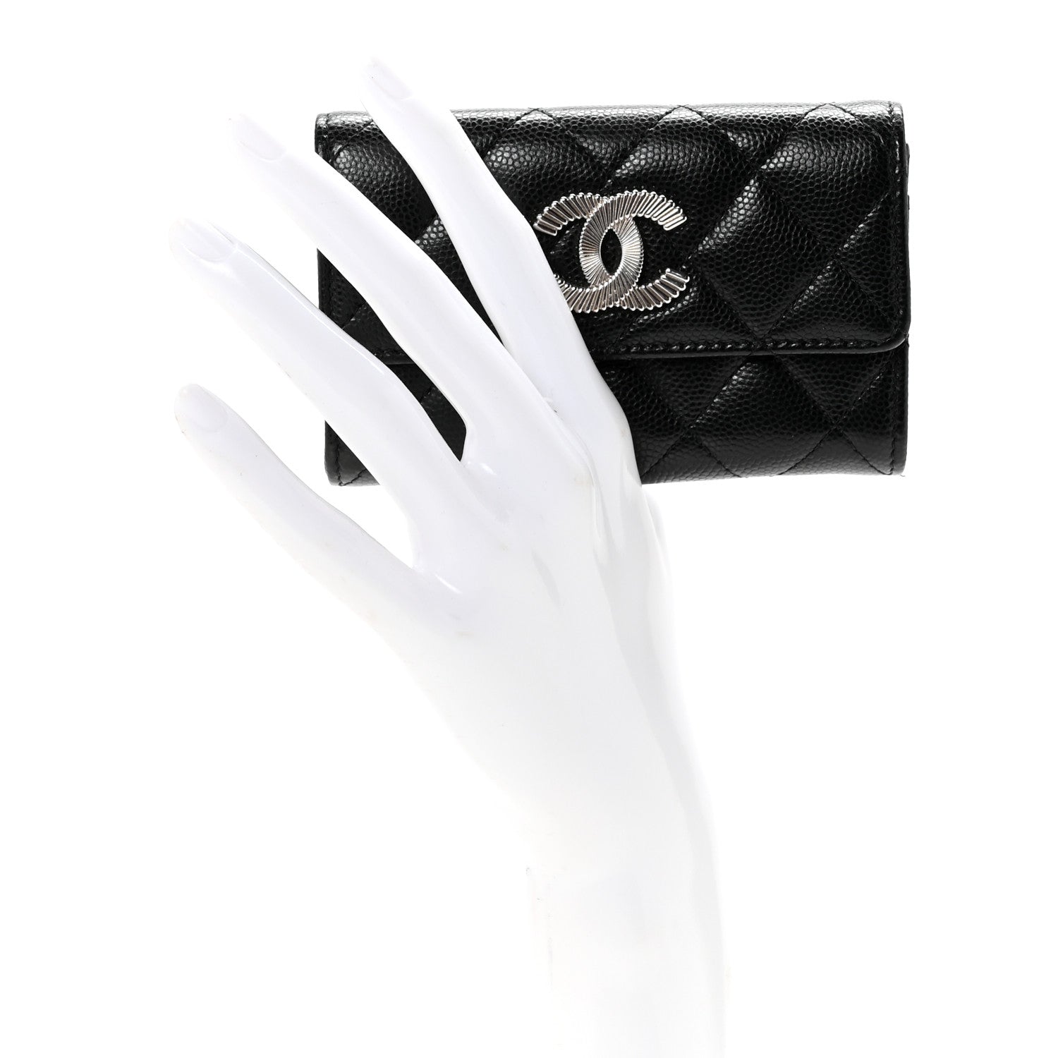 Chanel Caviar Quilted CC Flap Card Holder Black 2 of 8