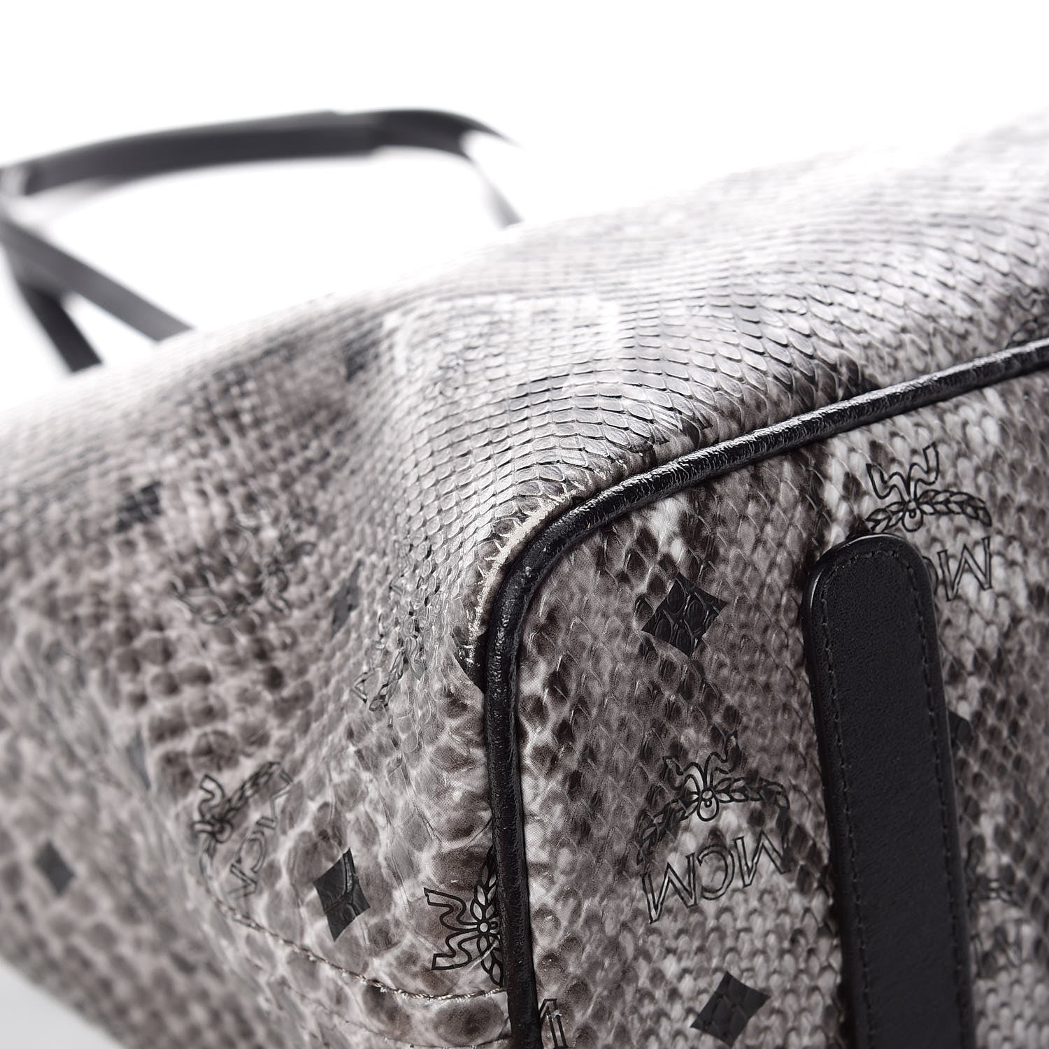 MCM Visetos Snakeskin Embossed Medium Shopper Tote Grey 13 of 13