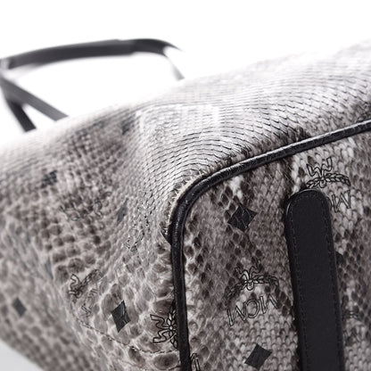 MCM Visetos Snakeskin Embossed Medium Shopper Tote Grey 13 of 13
