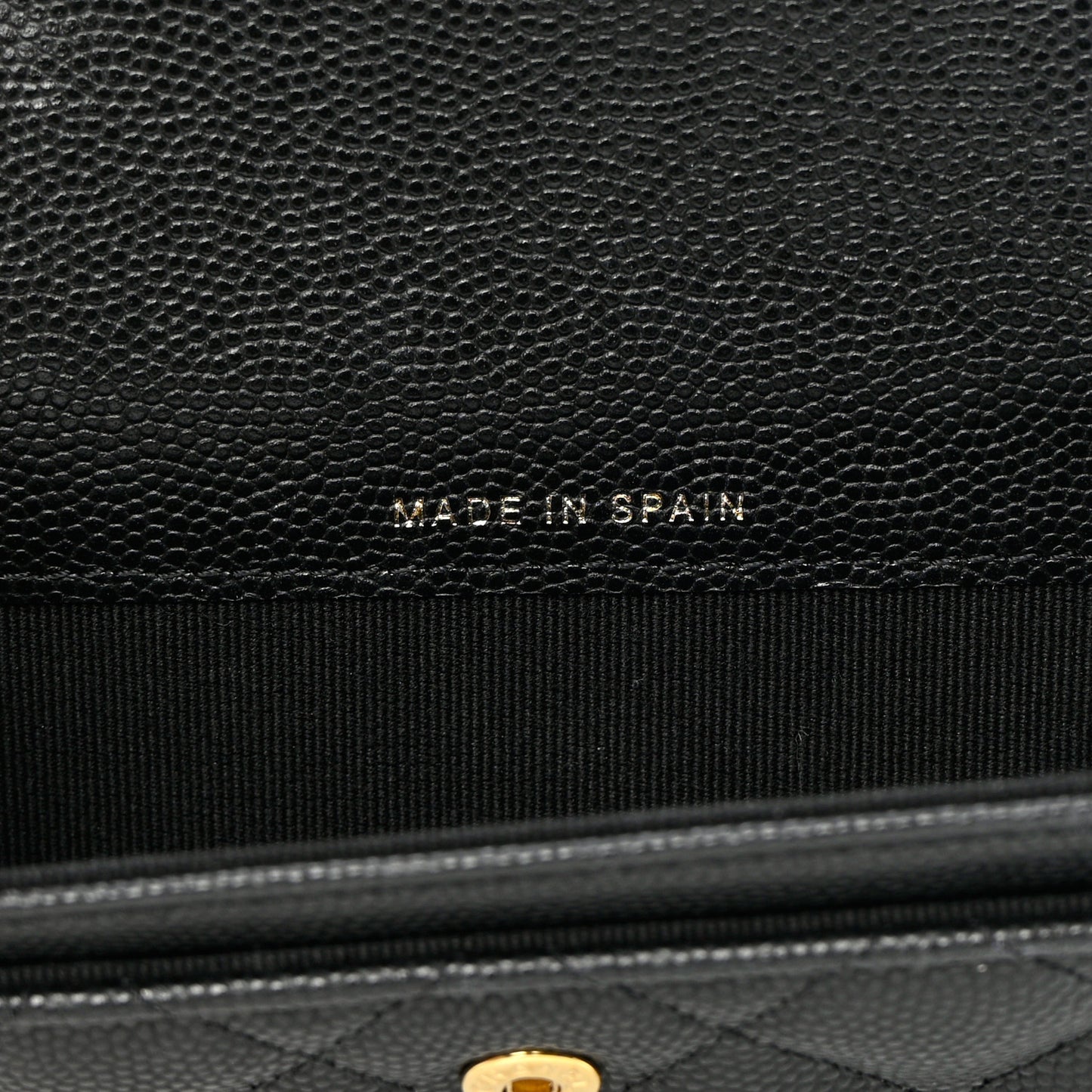 Caviar Quilted Enamel Coco Casino Flap Card Holder Wallet Black