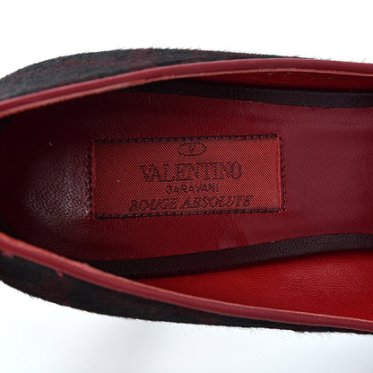 Valentino Garavani Calf Hair Leopard Print Rouge Absolute Rockstud Ankle Strap Pumps 37 Red Black 8 of 10