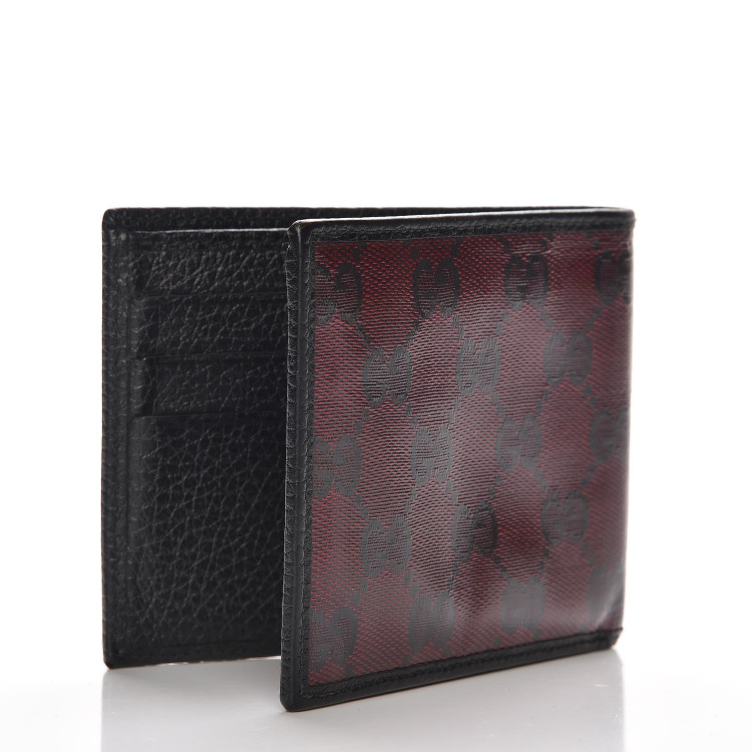 Gucci Crystal Monogram Dollar Calfskin Bi-Fold Wallet Light Cherry Black 3 of 9
