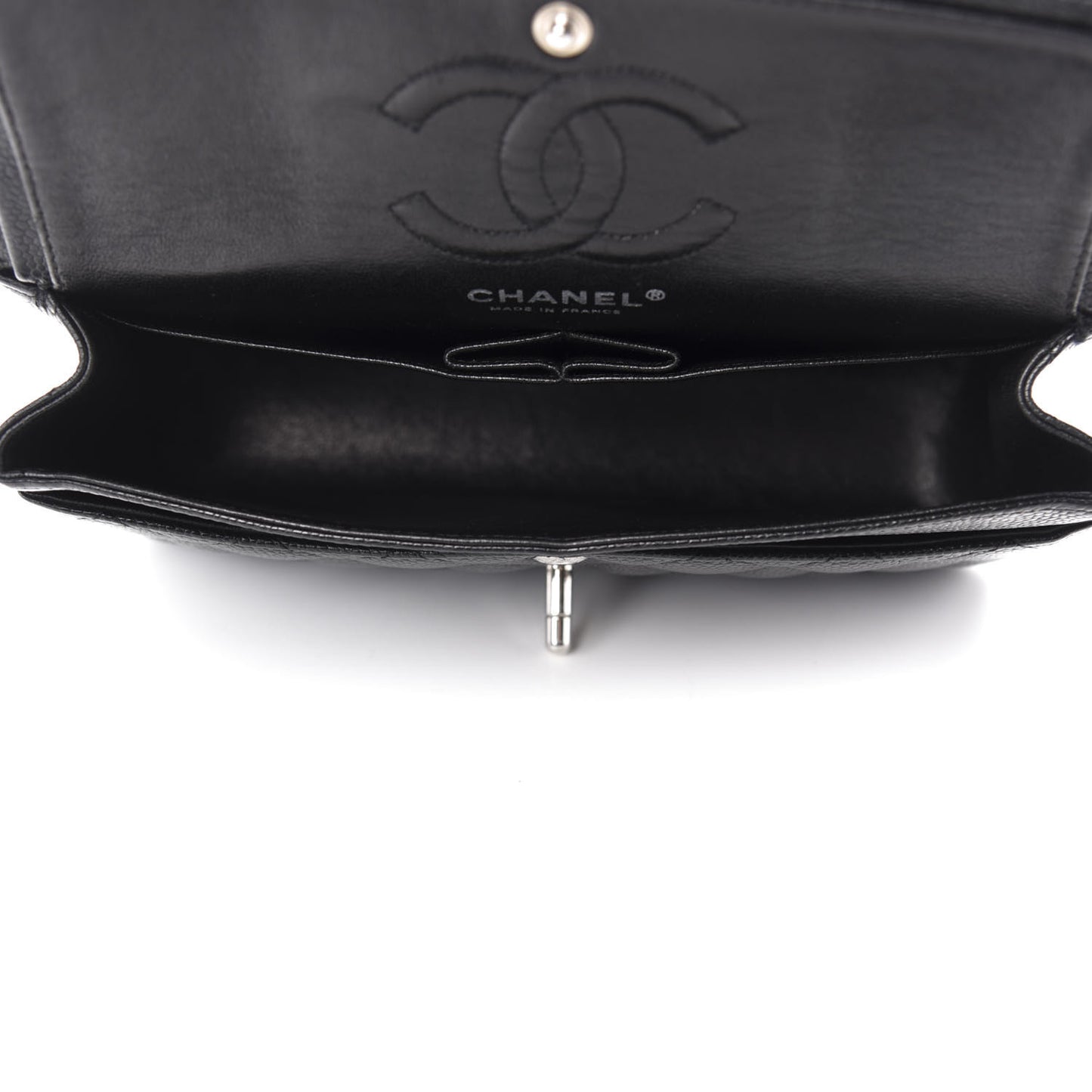 Caviar Quilted Small Double Flap Black