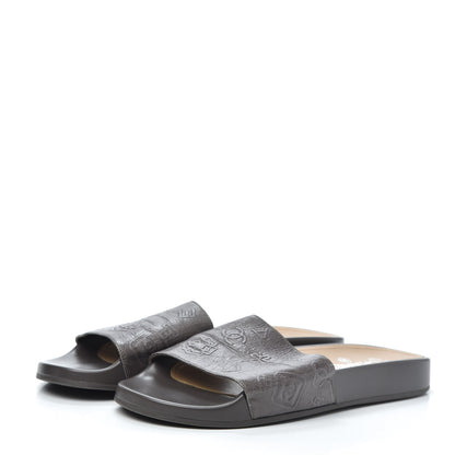 Chanel Rubber Charm Embossed CC Flat Slide Sandals 40 Dark Grey 3 of 7
