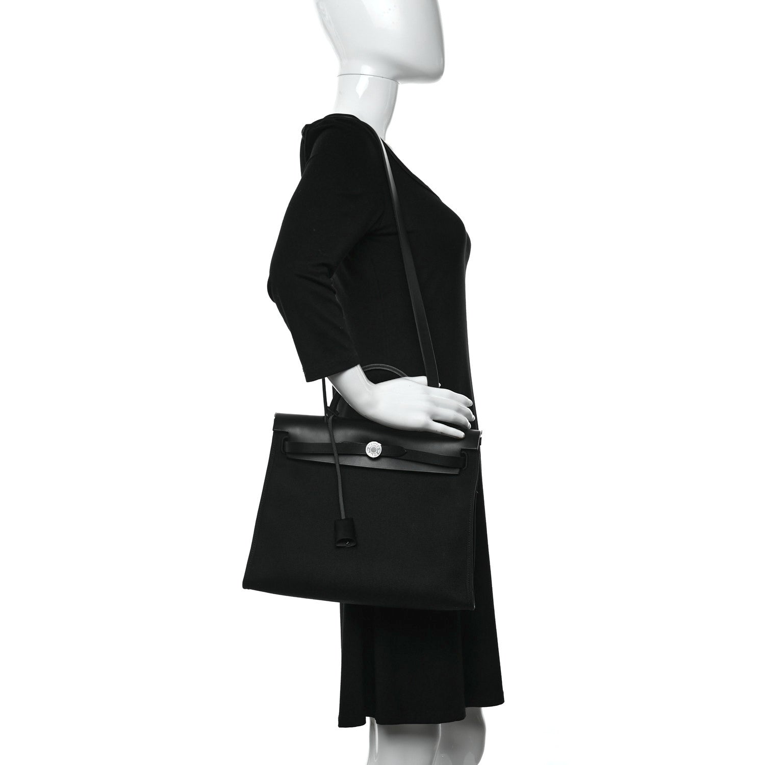 Hermes Military Toile Vache Hunter Herbag Zip PM 31 Black 3 of 11