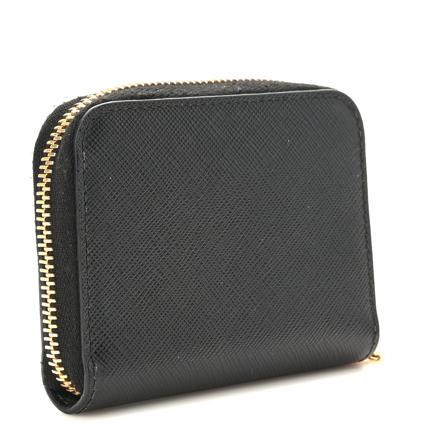 Prada Saffiano Metal Zip Coin Purse Black 4 of 8